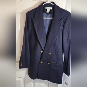 NWT Stephanie Andrews BEAUTIFUL womens 8 blue double breasted 6 button blazer